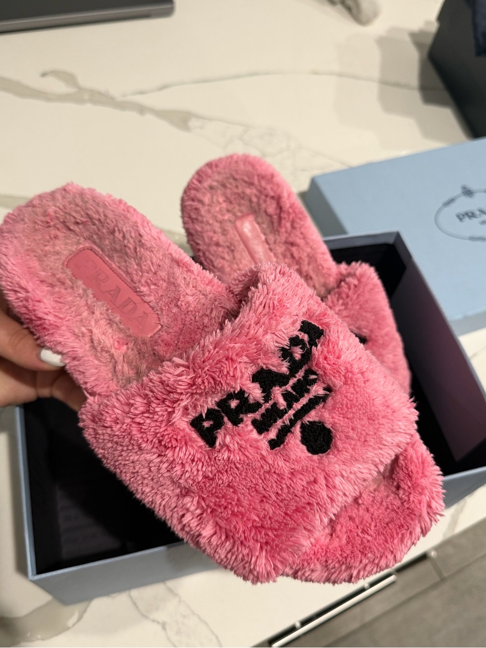 Authentic Prada Pink Terry Cloth Slides Size 38